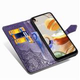 Peňaženkové kožené puzdro na LG K61 - Fialová
