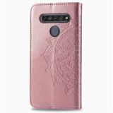 Peňaženkové kožené puzdro na LG K61 - Ružovozlatá