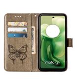 Peňaženkové kožené puzdro Butterfly na Motorola Moto G04/ G24 - Šedá