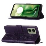Peňaženkové kožené puzdro Butterfly na Motorola Moto G04/ G24 - Tmavofialová