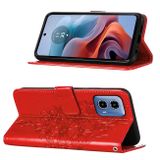 Peňaženkové kožené puzdro Butterfly na Motorola Moto G34 5G - Červená