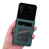 Peňaženkové kožené puzdro Business na Samsung Galaxy Z Flip4 - Zelená