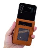 Peňaženkové kožené puzdro Business na Samsung Galaxy Z Flip4 - Hnedá