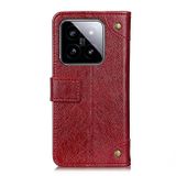 Peňaženkové kožené puzdro Copper Nappa na Xiaomi 14 - Vínovo červená