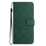 Peňaženkové kožené puzdro Rhombic Grid na Samsung Galaxy S24 5G - Zelená