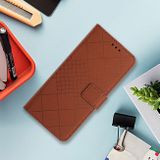 Peňaženkové kožené puzdro Rhombic Grid na Xiaomi Redmi Note 13 Pro 4G - Hnedá