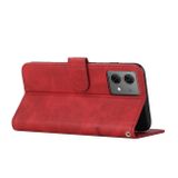 Peňaženkové kožené puzdro Calf Buckle na Motorola Edge 40 Neo - Červená