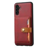 Kožený kryt Calfskin Cardslot na Samsung Galaxy A05s - Červená