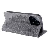 Peňaženkové kožené puzdro Totem na Xiaomi 14 Pro - Sivá