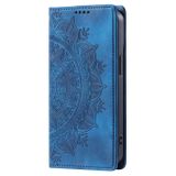 Peňaženkové kožené puzdro Totem na Samsung Galaxy S24 5G - Modrá