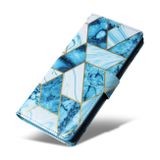 Peňaženkové 3D puzdro Marble na Samsung Galaxy S24 Ultra 5G - Modrá