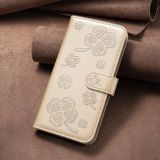 Peňaženkové kožené puzdro Four-leaf na Motorola Edge 40 - Zlatá