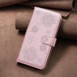 Peňaženkové kožené puzdro Four-leaf na Motorola Edge 40 Neo - Ružová