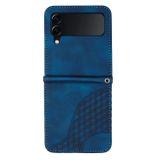 Kožený kryt Embossed na Samsung Galaxy Z Flip4 - Modrá