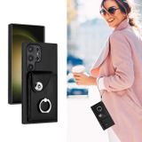 Ring Holder kryt Card Bag na Samsung Galaxy S24 Ultra 5G - Čierna