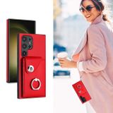 Ring Holder kryt Card Bag na Samsung Galaxy S24 Ultra 5G - Červená