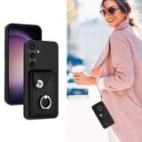 Ring Holder kryt Card Bag na Samsung Galaxy S24 Plus 5G - Čierna