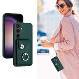 Ring Holder kryt Card Bag na Samsung Galaxy S24 Plus 5G - Zelená