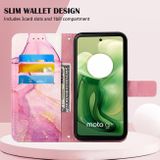 Peňaženkové kožené puzdro Marble na Motorola Moto G04/ G24 - Ružová/Fialová/Zlatá