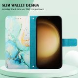 Peňaženkové kožené puzdro Marble Pattern na Samsung Galaxy S24 5G - Green