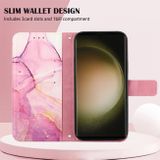 Peňaženkové kožené puzdro Marble Pattern na Samsung Galaxy S24 Ultra 5G - Pink Purple Gold