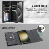 Peňaženkové kožené puzdro Rhombic Zipper na Samsung Galaxy S24 Ultra 5G - Čierna