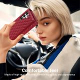 Peňaženkové kožené puzdro Rhombic Zipper na Samsung Galaxy S24 Ultra 5G - Červená