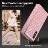 Peňaženkové kožené puzdro Rhombic Zipper na Samsung Galaxy S24 5G - Ružové zlato