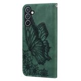Peňaženkové kožené puzdro Skin Feel Butterflies na Galaxy A55 5G - Zelená