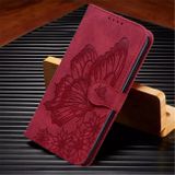 Peňaženkové kožené puzdro Skin Feel Butterflies na Galaxy A55 5G - Červená