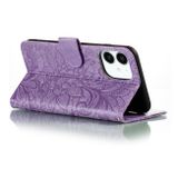 Peňaženkové kožené puzdro na iPhone 12 Mini - Fialová