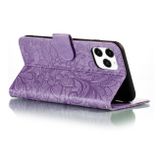 Peňaženkové kožené puzdro na iPhone 12 Pro Max - Fialová