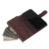 Peňaženkové kožené puzdro na iPhone 12 Mini - Coffee