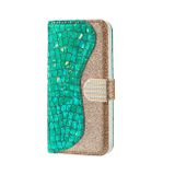 Peňaženkové Glitter puzdro na iPhone 12/12 Pro - Zelená
