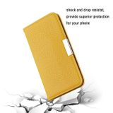 Peňaženkové kožené puzdro na iPhone 12 Mini - Žltá