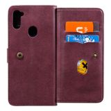 Peňaženkové kožené puzdro na Samsung Galaxy A11 / M11 - Wine Red