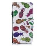 Peňaženkové kožené puzdro na Samsung Galaxy A6 - Colored Pineapple