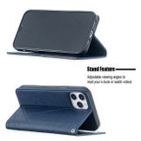 Peňaženkové kožené puzdro na iPhone 12/12 Pro - Modrá