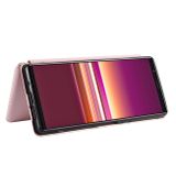 Peňaženkové Carbon puzdro na Sony Xperia 5 - Ružová