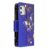 Peňaženkové kožené puzdro na iPhone 12 Mini - Purple Butterfly