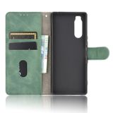 Peňaženkové kožené puzdro SKIN-FEEL na Sony Xperia 5 - Zelená