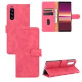 Peňaženkové kožené puzdro SKIN-FEEL na Sony Xperia 5 - Ružovočervená