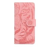 Peňaženkové kožené puzdro TIGER na iPhone 12/12 Pro - Ružová
