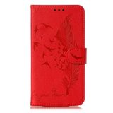 Peňaženkové kožené puzdro na LG K61 - Červená