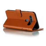 Peňaženkové kožené puzdro na LG K61 - Hnedá