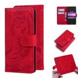 Peňaženkové kožené puzdro TIGER na Sony Xperia 1 - Červená