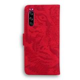 Peňaženkové kožené puzdro TIGER na Sony Xperia 5 - Červená