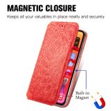 Peňaženkové kožené puzdro na iPhone 12 Pro Max - Oranžová