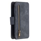 Peňaženkové kožené puzdro na iPhone 12 Mini - Čiernošedá