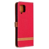 Peňaženkové Denim puzdro na Samsung Galaxy A42 5G - Červená